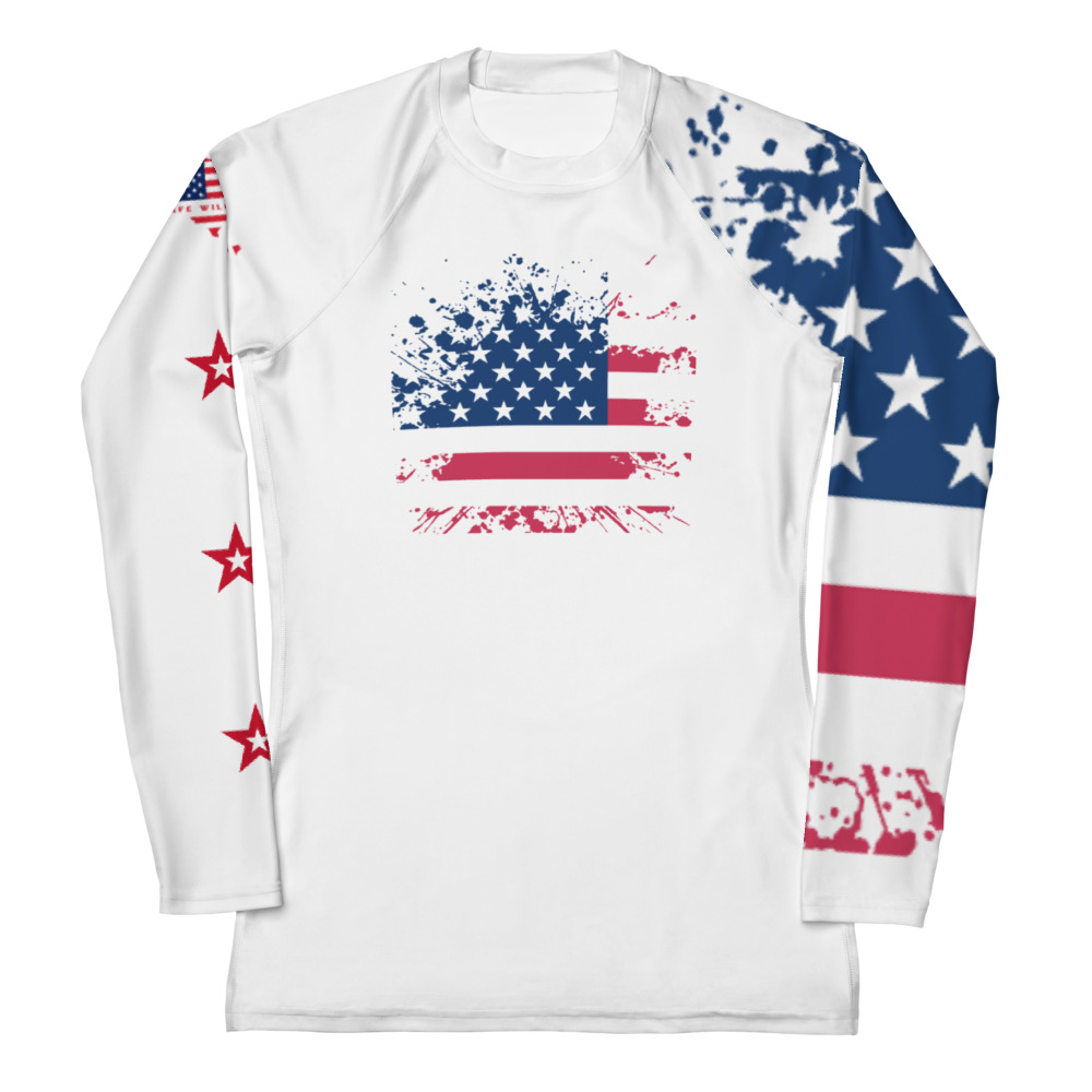 Women's Long Sleeve Slimming Patriotic Shirt (SPF 50) - Red United States