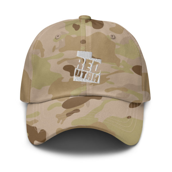 Red Utah Dad Hat Multicam Arid Front