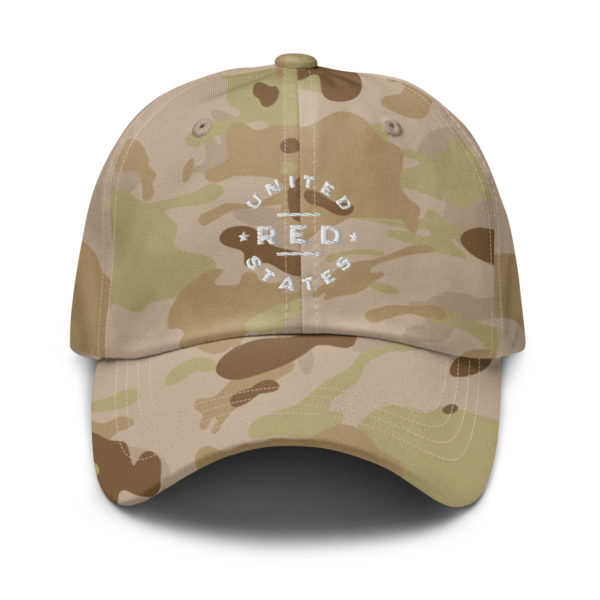 Red United States Multicam Dad Hat Arid Front
