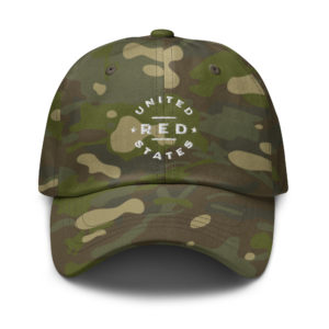 Red United States Dad Hat Multicam Tropic Front