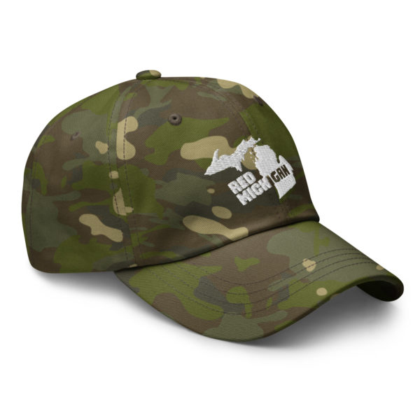 Red Michigan Dad Hat Multicam Tropic Right Front