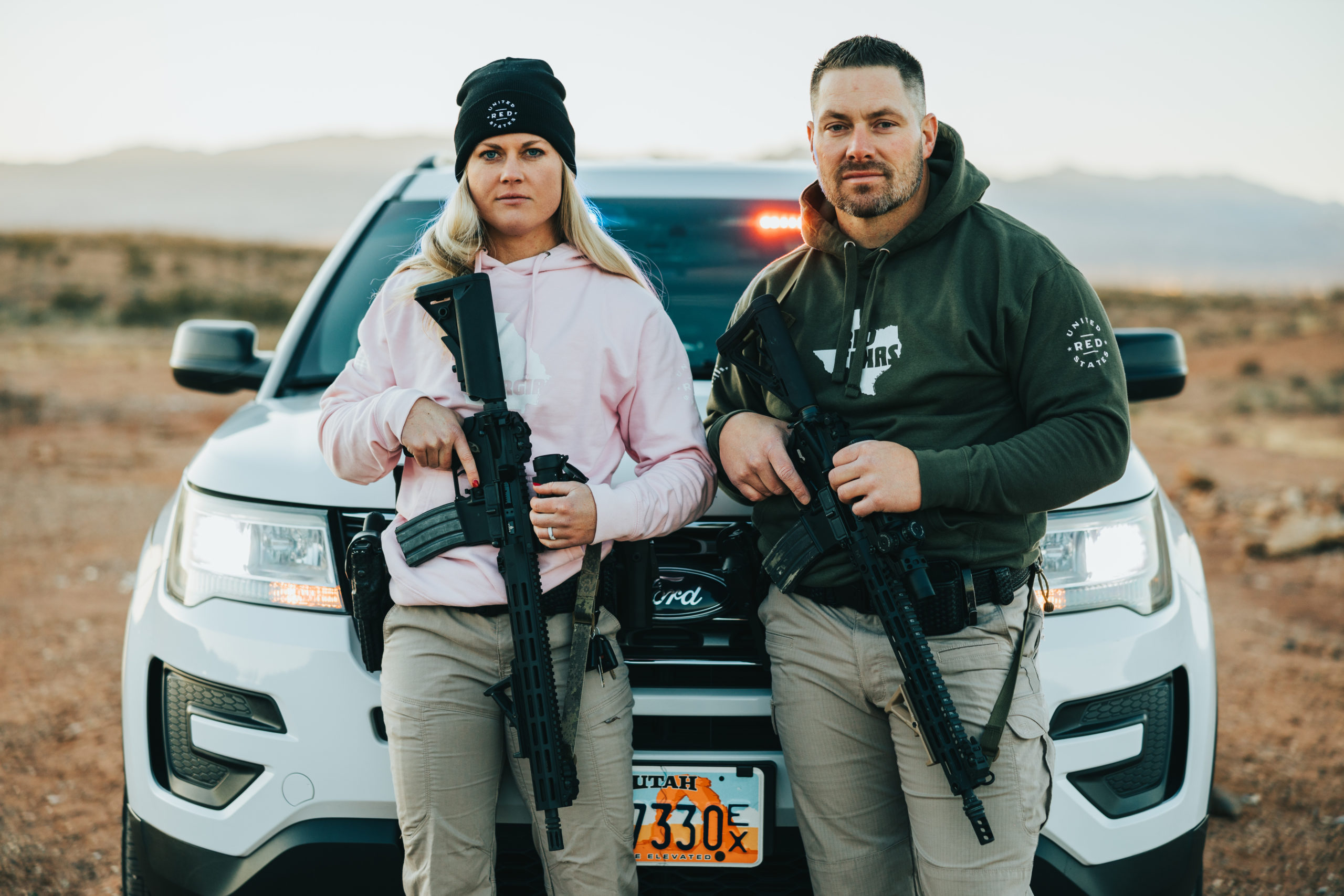 Desert Officers Wearing Red United States Hoodie