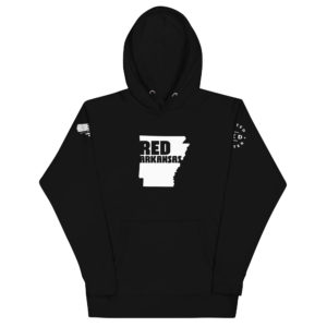 Unisex Premium Hoodie Black Red Arkansas